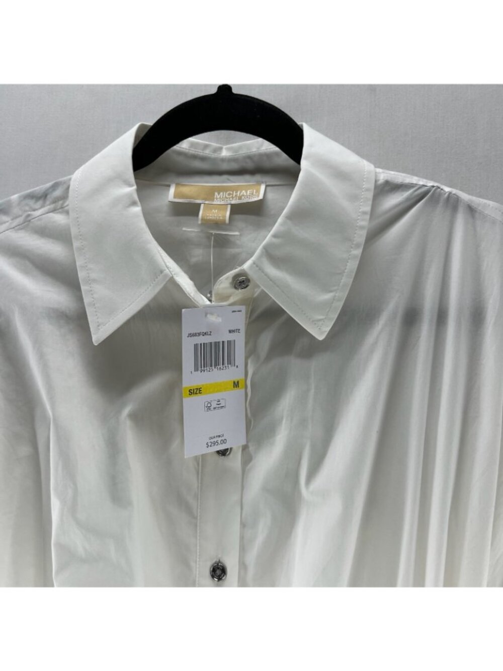 Michael Kors Cotton Poplin Midi Shirt Dress Sz M Belted Cuffed Slip Liner White - Picture 15 of 15